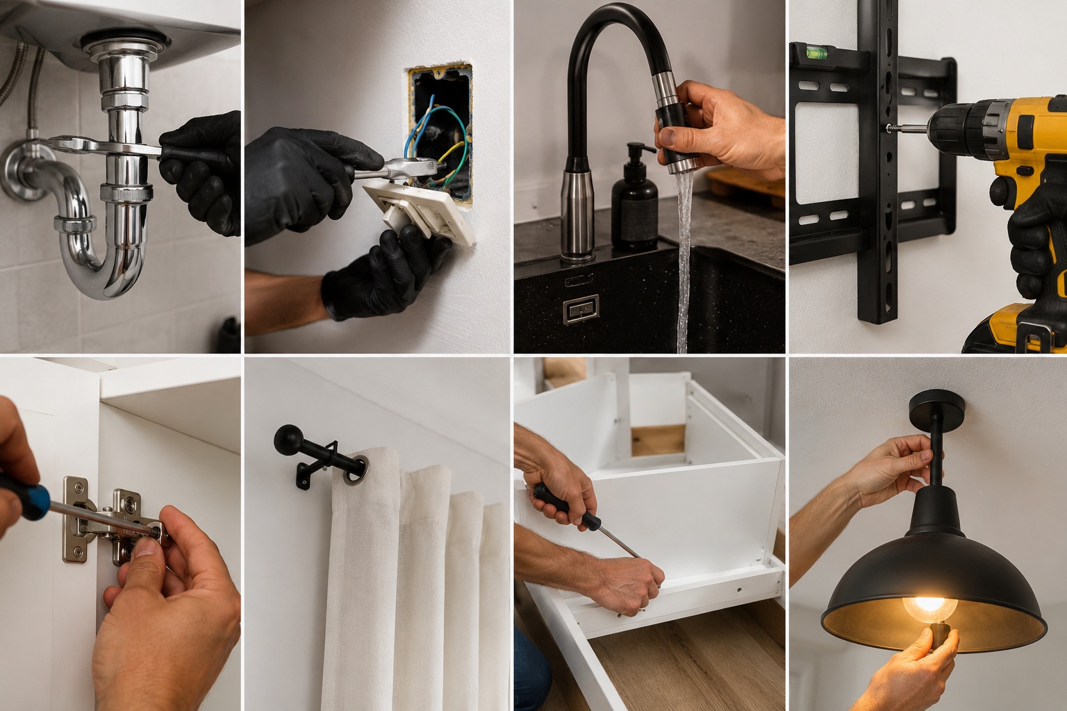 Ambiente residencial com ferramentas e materiais de reparo